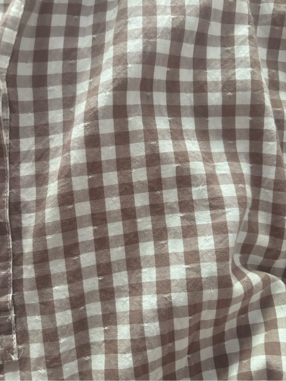 Cotton Blend Tan Gingham Oversized Blouse - Picture 2 of 4